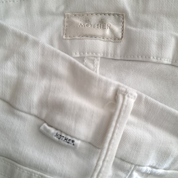 MOTHER The Looker Ankle Fray Jeans Size 29 Little Miss Innocent White Distressed - Picture 7 of 13